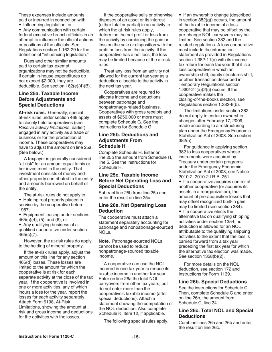 Instructions for IRS Form 1120-C U.S. Income Tax Return for Cooperative Associations, Page 15