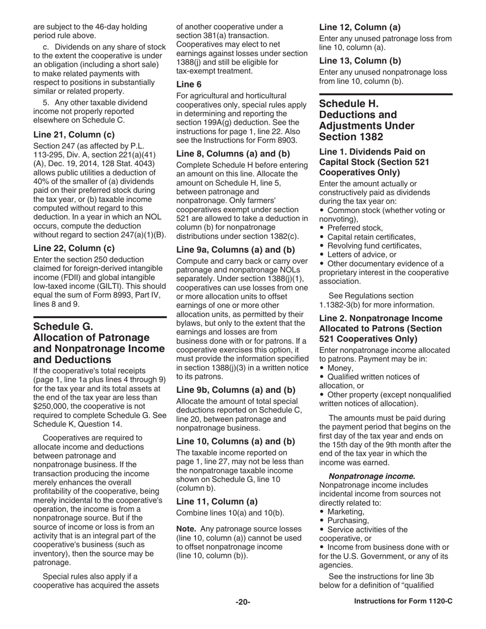 Instructions for IRS Form 1120-C U.S. Income Tax Return for Cooperative Associations, Page 20