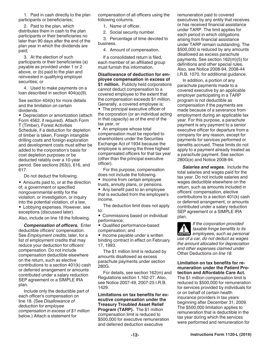 Instructions for IRS Form 1120-L U.S. Life Insurance Company Income Tax Return, Page 12