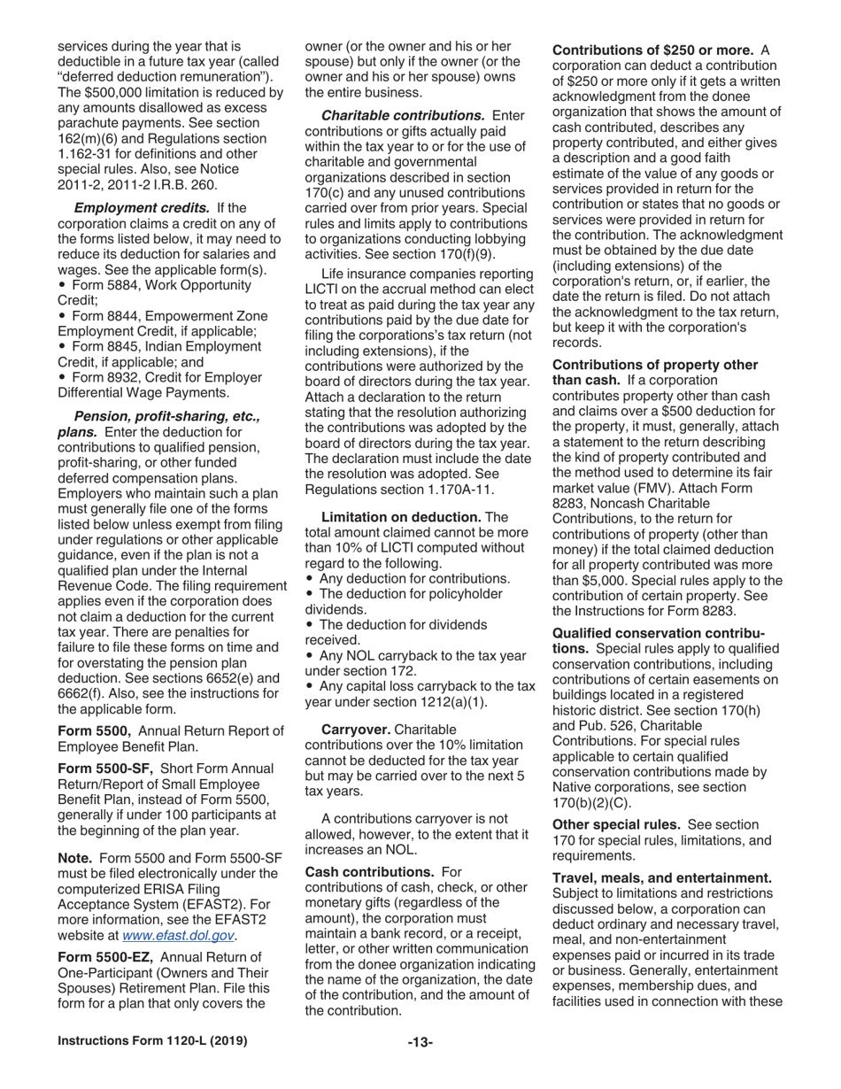 Instructions for IRS Form 1120-L U.S. Life Insurance Company Income Tax Return, Page 13