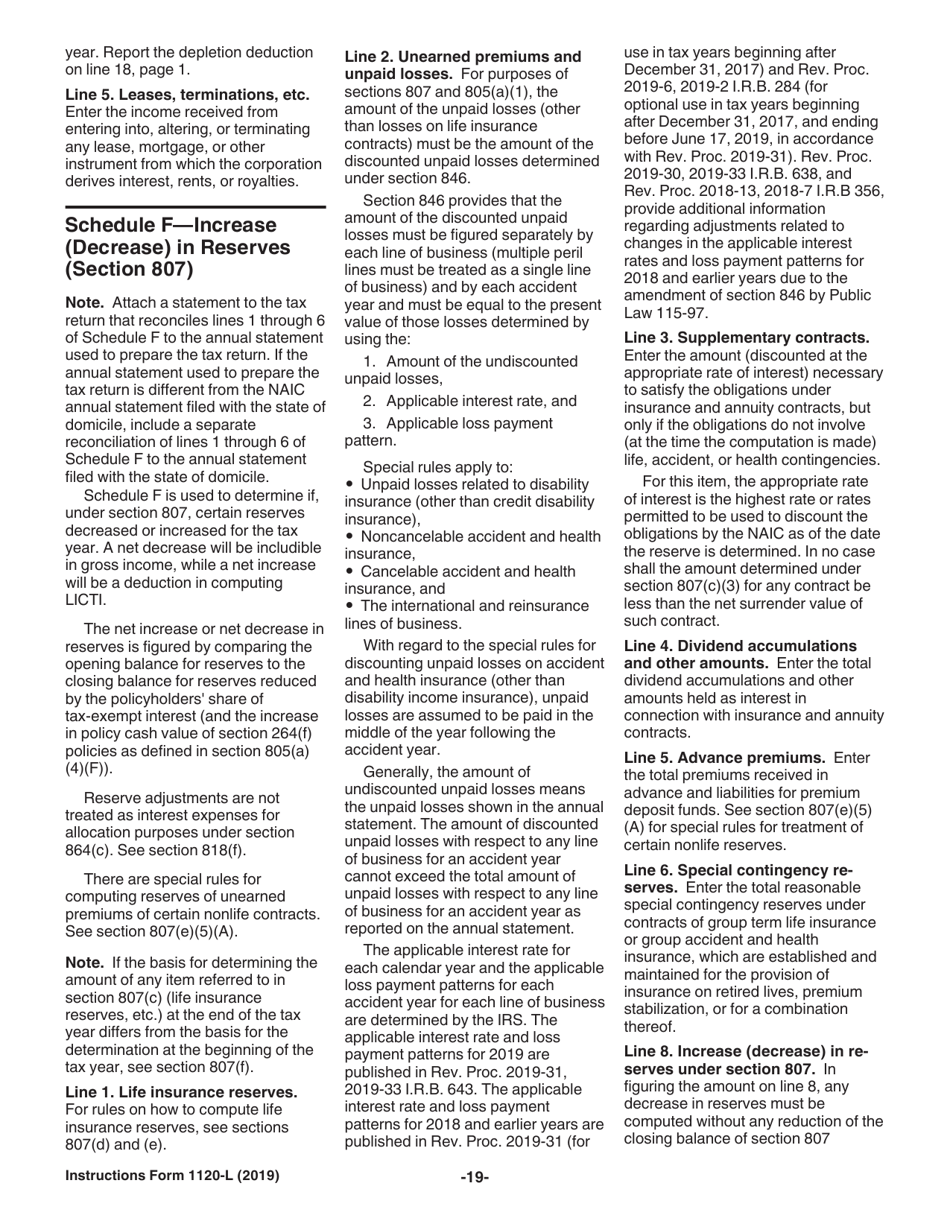 Instructions for IRS Form 1120-L U.S. Life Insurance Company Income Tax Return, Page 19