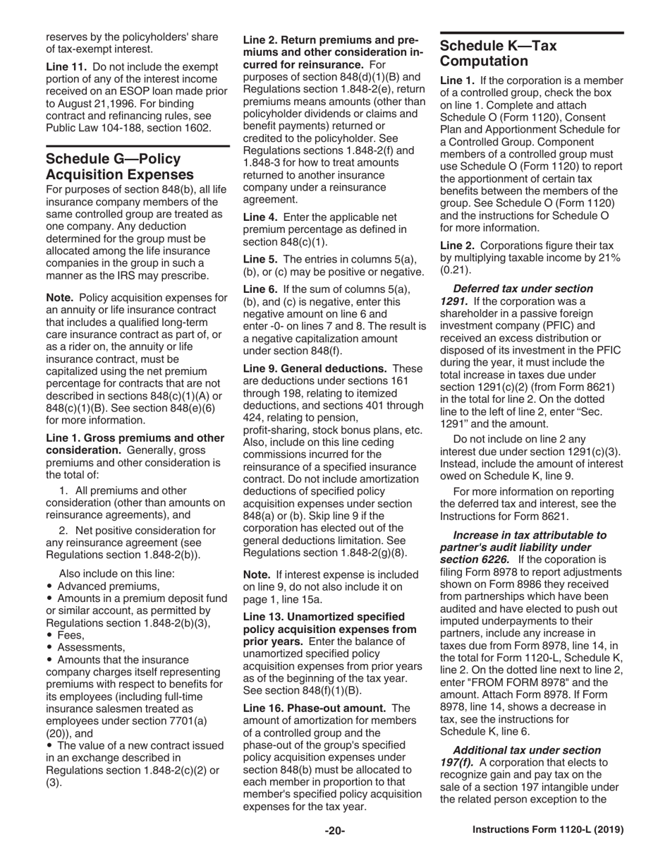Instructions for IRS Form 1120-L U.S. Life Insurance Company Income Tax Return, Page 20