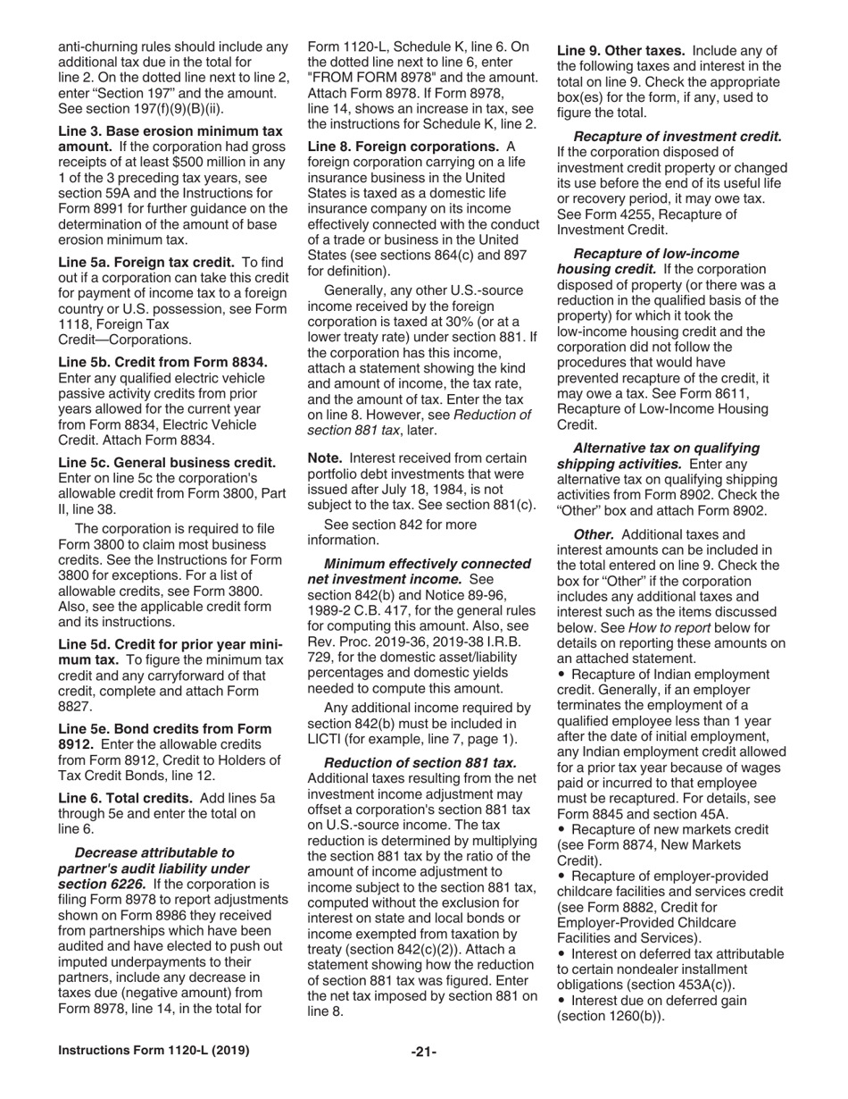 Instructions for IRS Form 1120-L U.S. Life Insurance Company Income Tax Return, Page 21