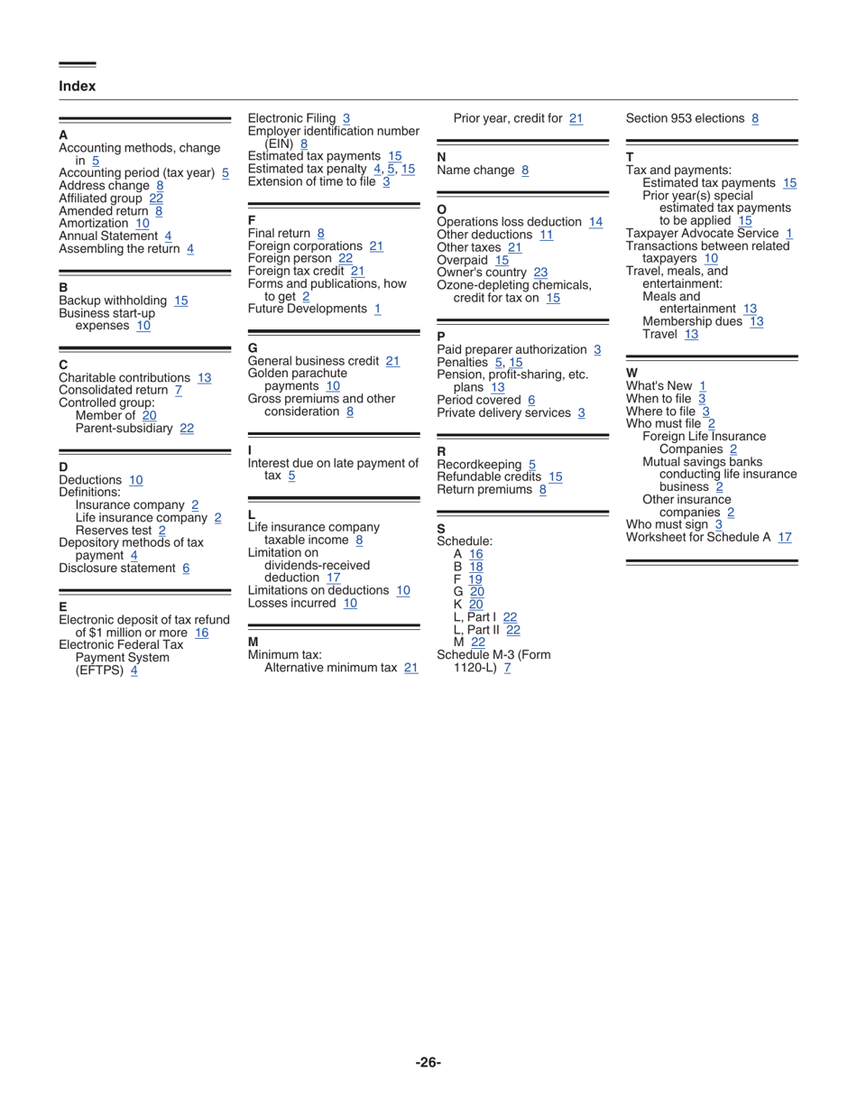 Instructions for IRS Form 1120-L U.S. Life Insurance Company Income Tax Return, Page 26