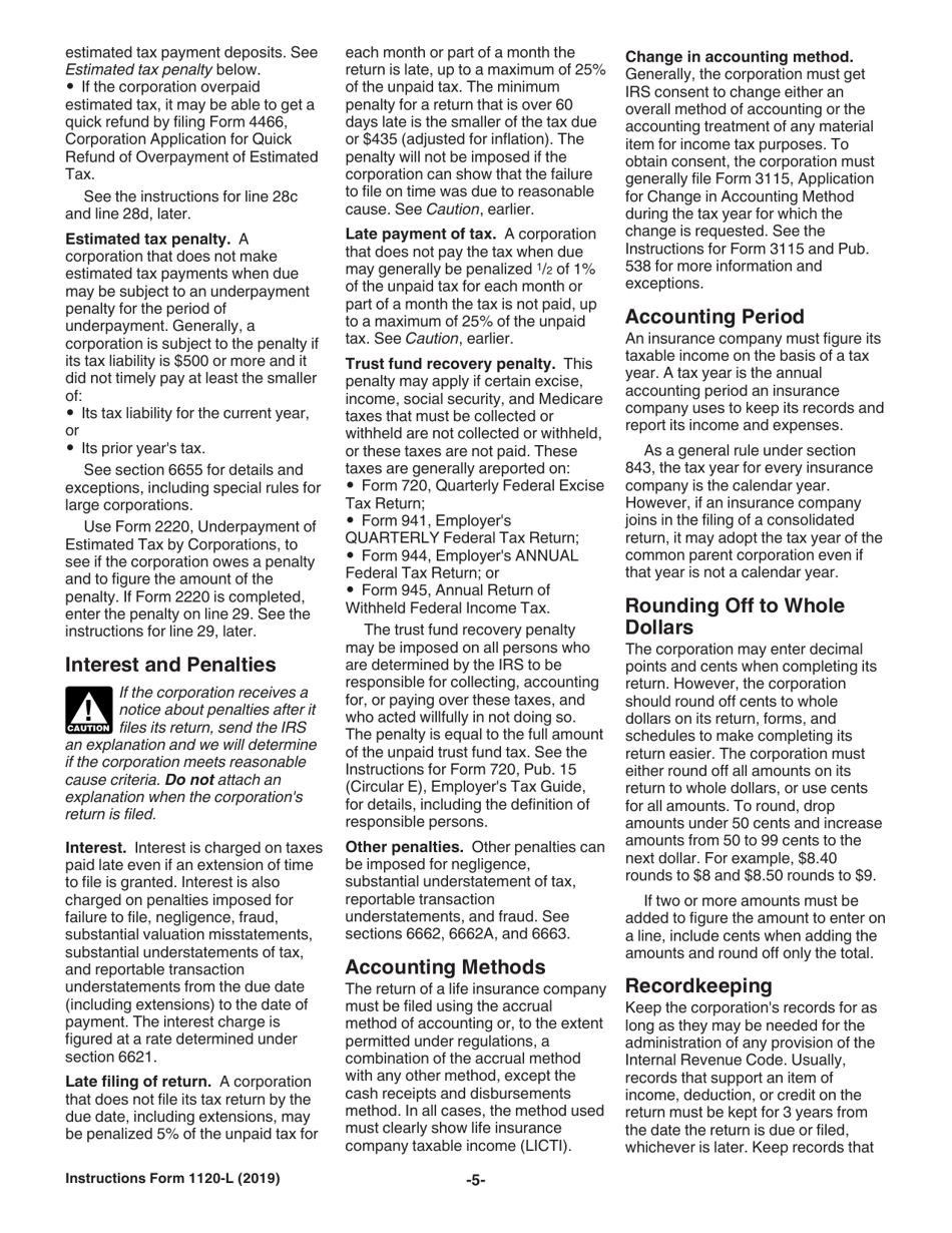 Instructions for IRS Form 1120-L U.S. Life Insurance Company Income Tax Return, Page 5