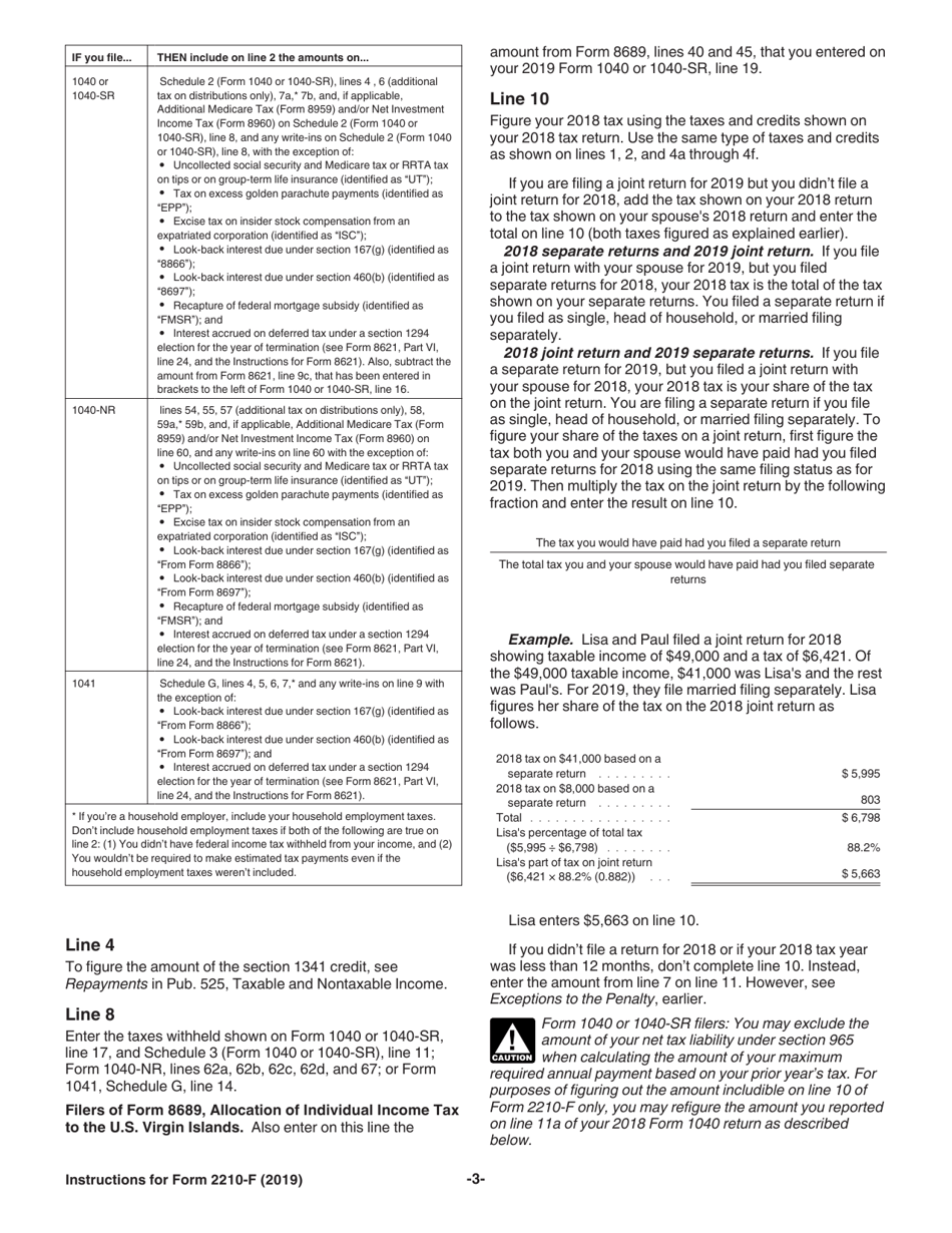 Instructions for IRS Form 2210-F Underpayment of Estimated Tax by Farmers and Fishermen, Page 3