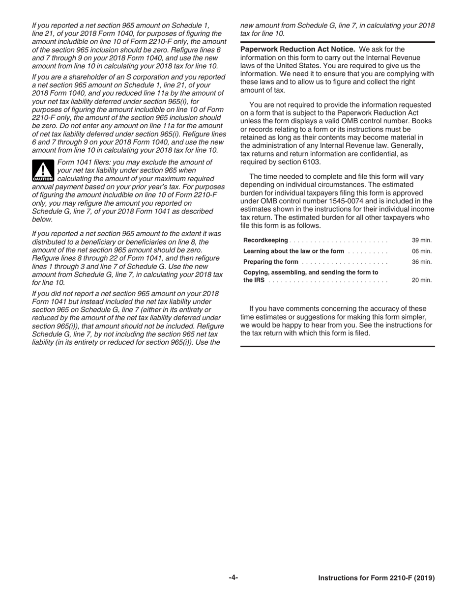 Instructions for IRS Form 2210-F Underpayment of Estimated Tax by Farmers and Fishermen, Page 4