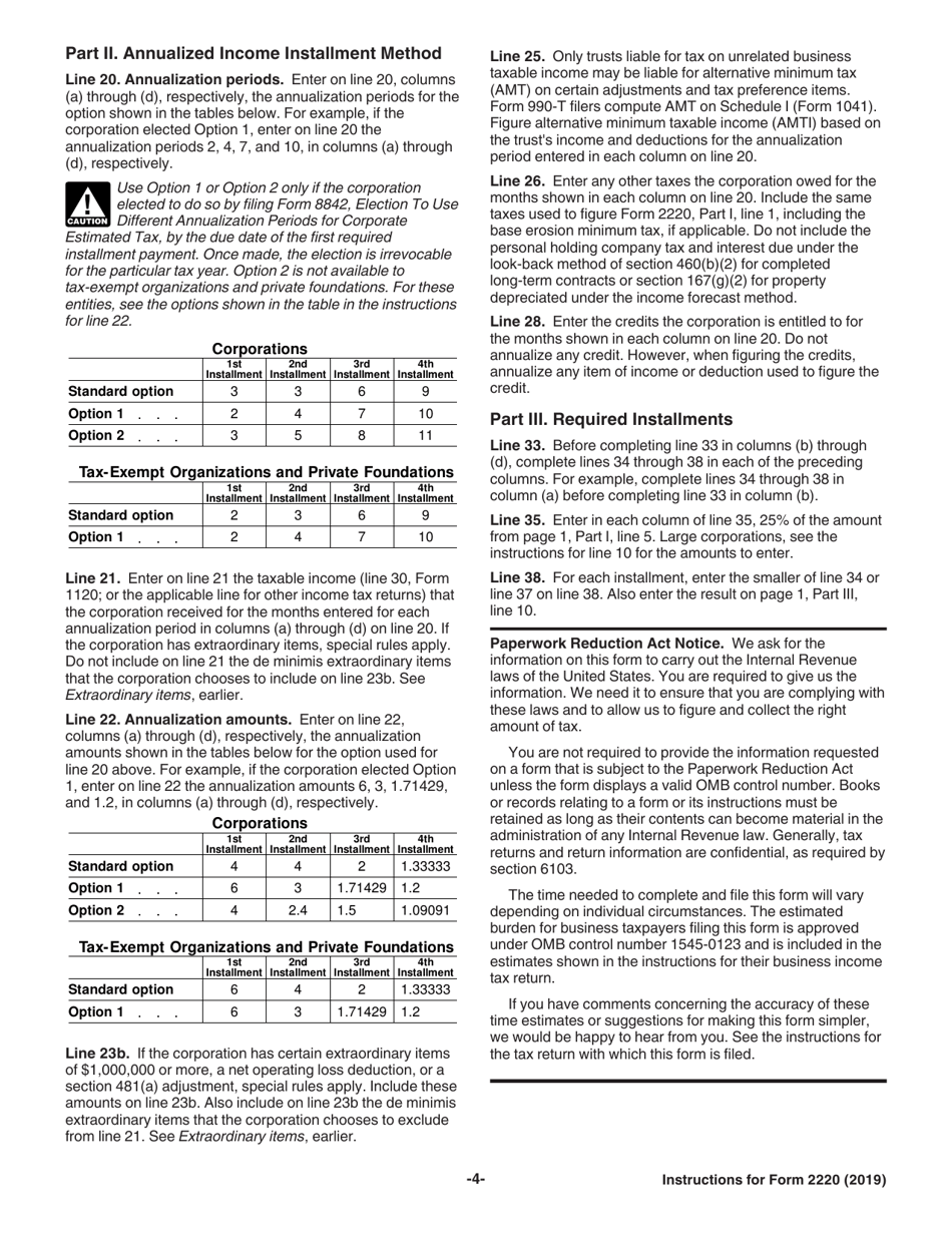 Instructions for IRS Form 2220 Underpayment of Estimated Tax by Corporations, Page 4