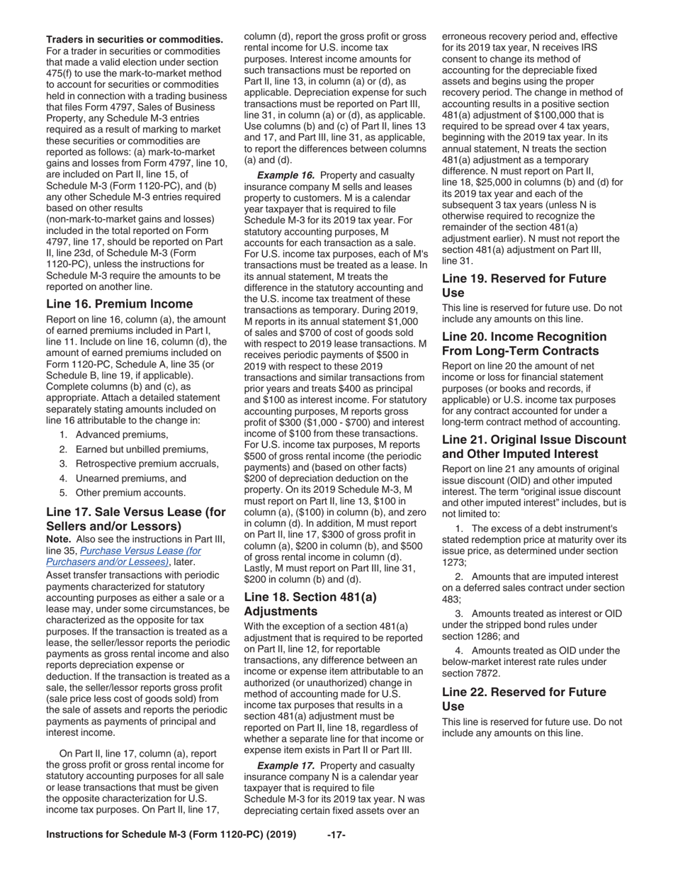 Instructions for IRS Form 1120-PC Schedule M-3 Net Income (Loss) Reconciliation for U.S. Property and Casualty Insurance Companies With Total Assets of $10 Million or More, Page 17
