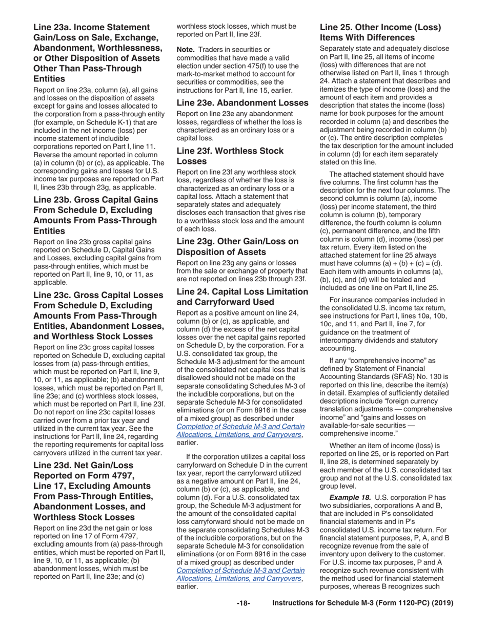 Instructions for IRS Form 1120-PC Schedule M-3 Net Income (Loss) Reconciliation for U.S. Property and Casualty Insurance Companies With Total Assets of $10 Million or More, Page 18