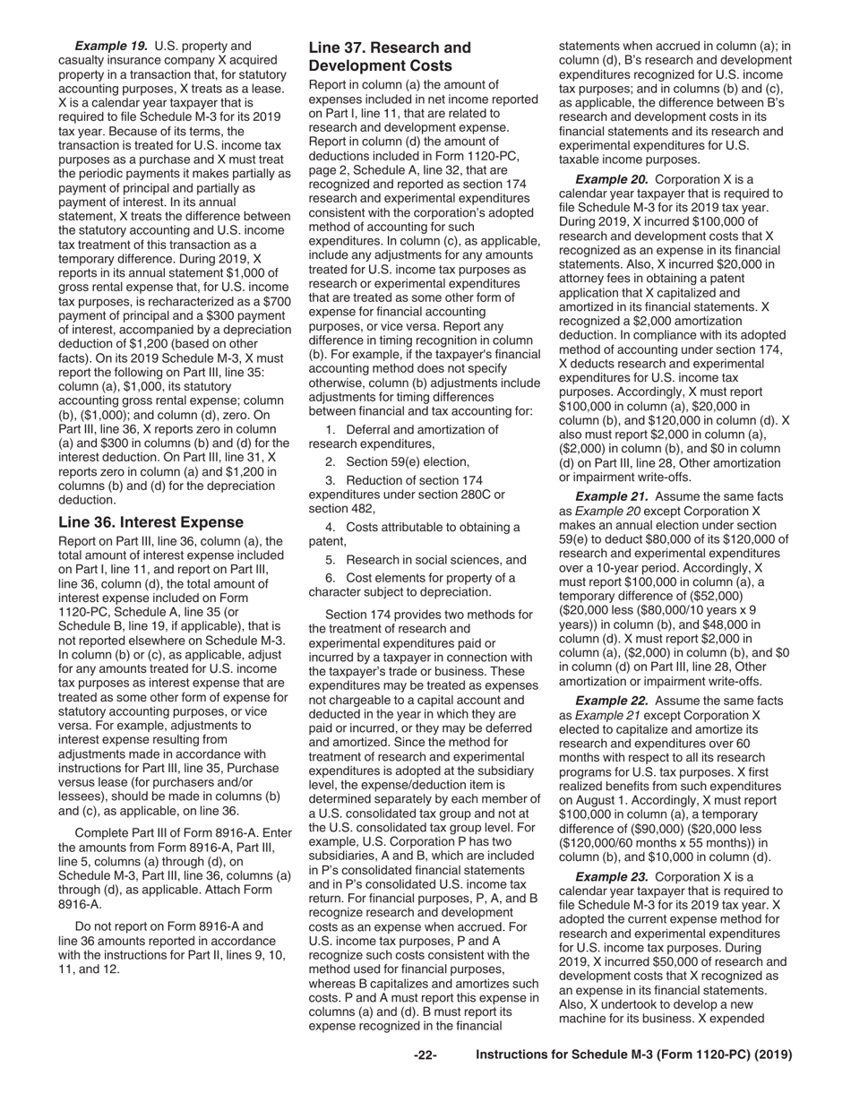Instructions for IRS Form 1120-PC Schedule M-3 Net Income (Loss) Reconciliation for U.S. Property and Casualty Insurance Companies With Total Assets of $10 Million or More, Page 22