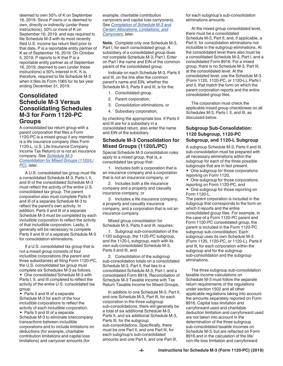 Instructions for IRS Form 1120-PC Schedule M-3 Net Income (Loss) Reconciliation for U.S. Property and Casualty Insurance Companies With Total Assets of $10 Million or More, Page 4