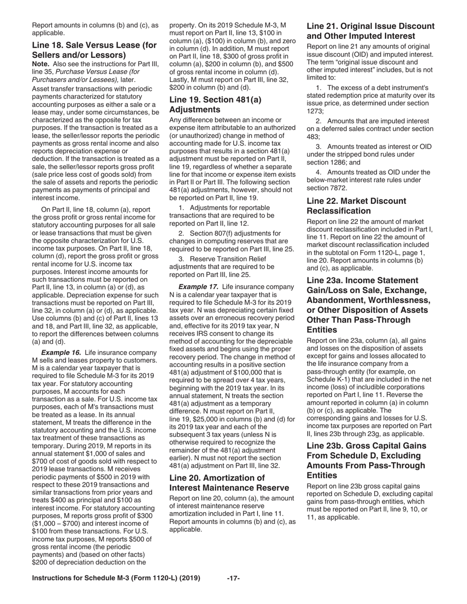 Instructions for IRS Form 1120-L Schedule M-3 Net Income (Loss) Reconciliation for US Life Insurance Companies With Total Assets of $10 Million or More, Page 17