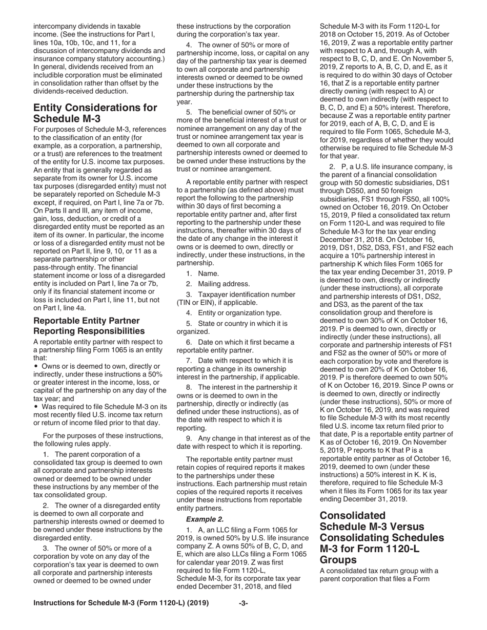 Instructions for IRS Form 1120-L Schedule M-3 Net Income (Loss) Reconciliation for US Life Insurance Companies With Total Assets of $10 Million or More, Page 3