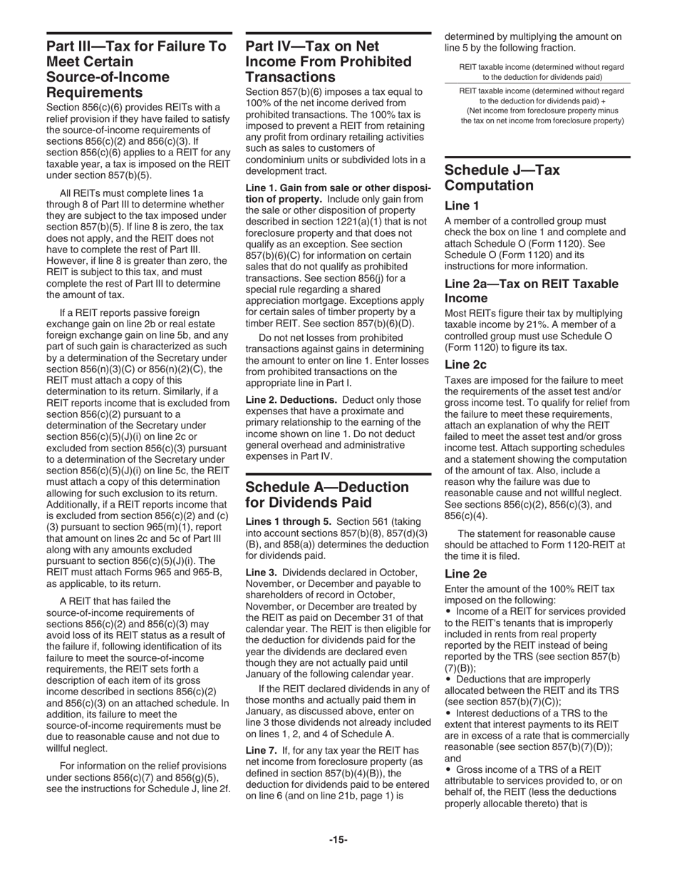 Instructions for IRS Form 1120-REIT U.S. Income Tax Return for Real Estate Investment Trusts, Page 15
