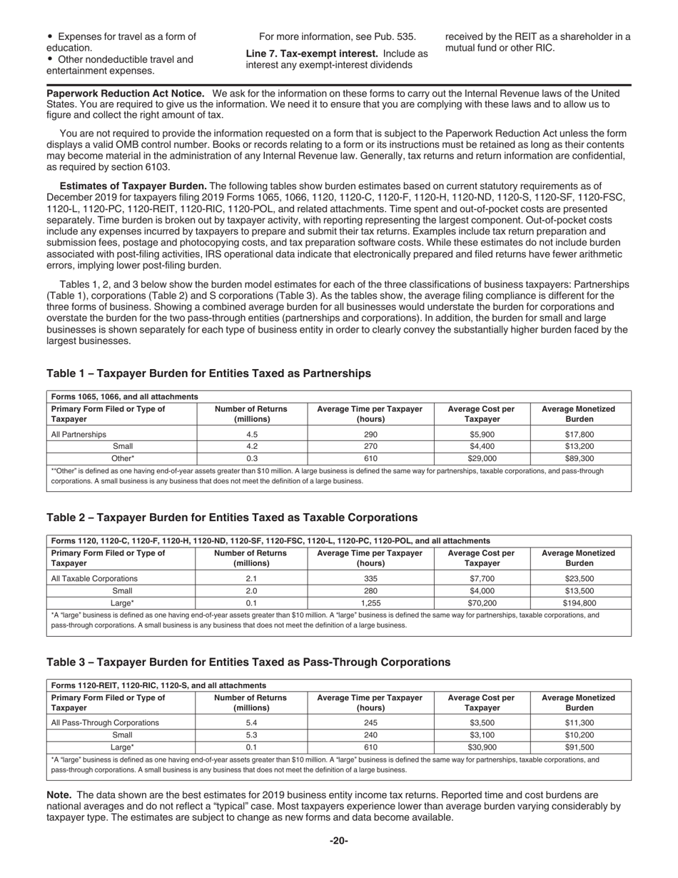 Instructions for IRS Form 1120-REIT U.S. Income Tax Return for Real Estate Investment Trusts, Page 20
