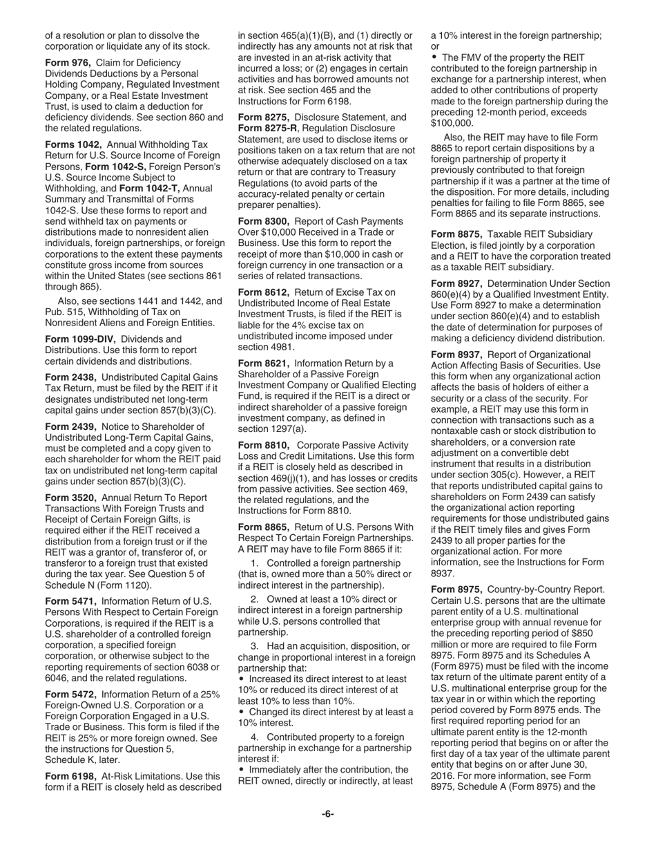 Instructions for IRS Form 1120-REIT U.S. Income Tax Return for Real Estate Investment Trusts, Page 6