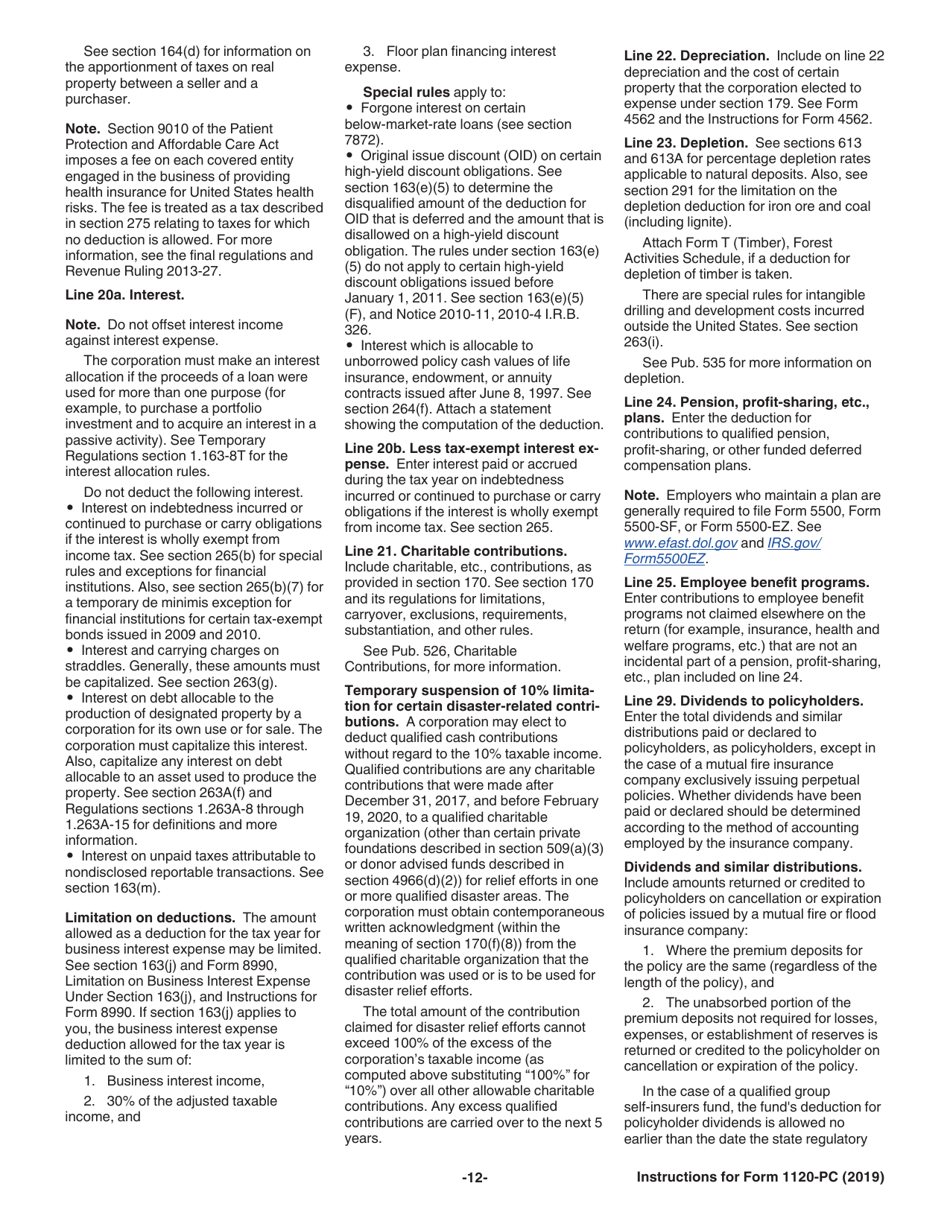 Instructions for IRS Form 1120-PC U.S. Property and Casualty Insurance Company Income Tax Return, Page 12