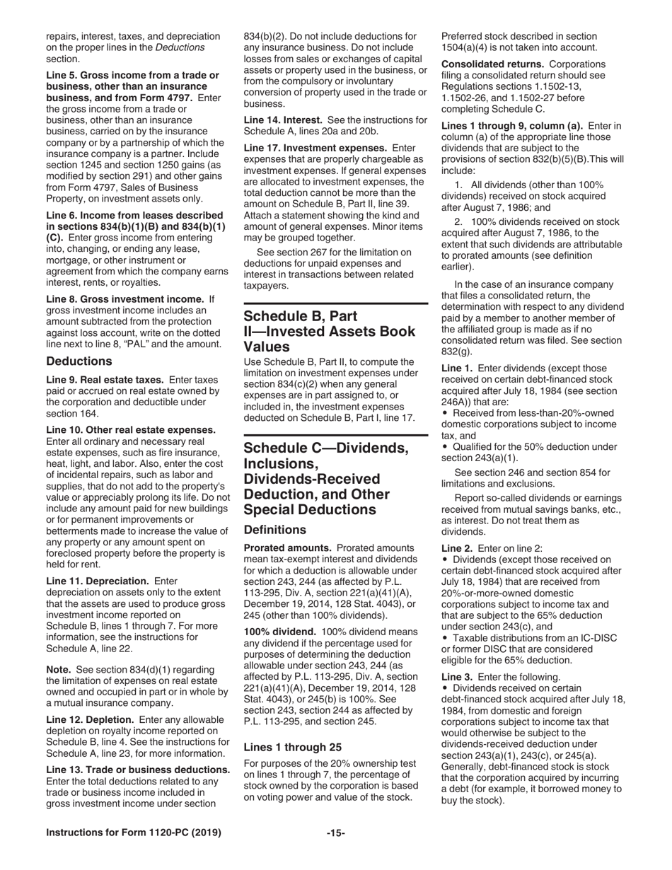 Instructions for IRS Form 1120-PC U.S. Property and Casualty Insurance Company Income Tax Return, Page 15