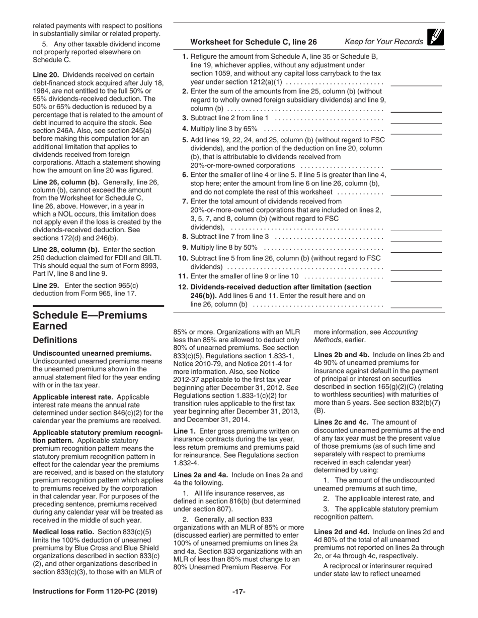 Instructions for IRS Form 1120-PC U.S. Property and Casualty Insurance Company Income Tax Return, Page 17