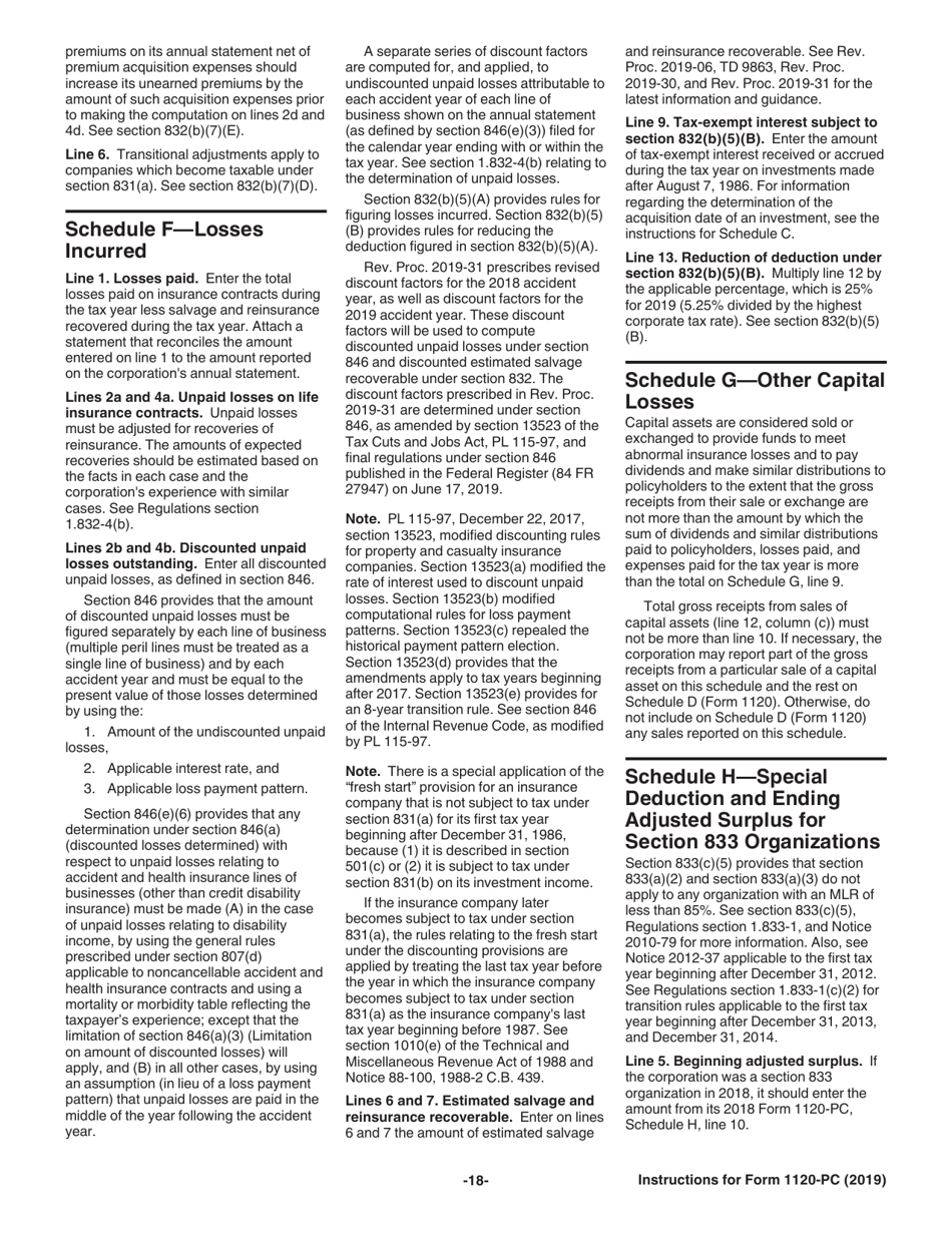Instructions for IRS Form 1120-PC U.S. Property and Casualty Insurance Company Income Tax Return, Page 18