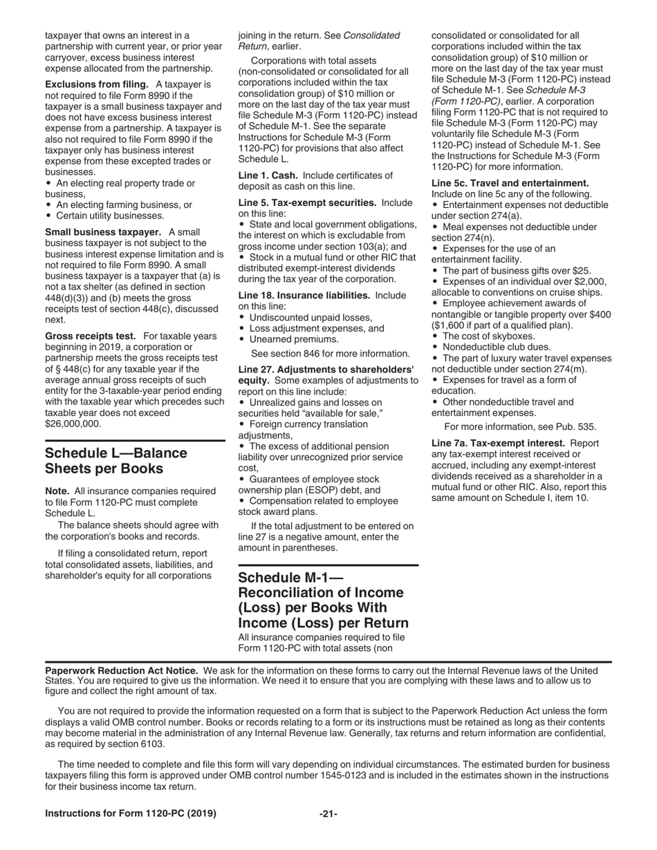 Instructions for IRS Form 1120-PC U.S. Property and Casualty Insurance Company Income Tax Return, Page 21
