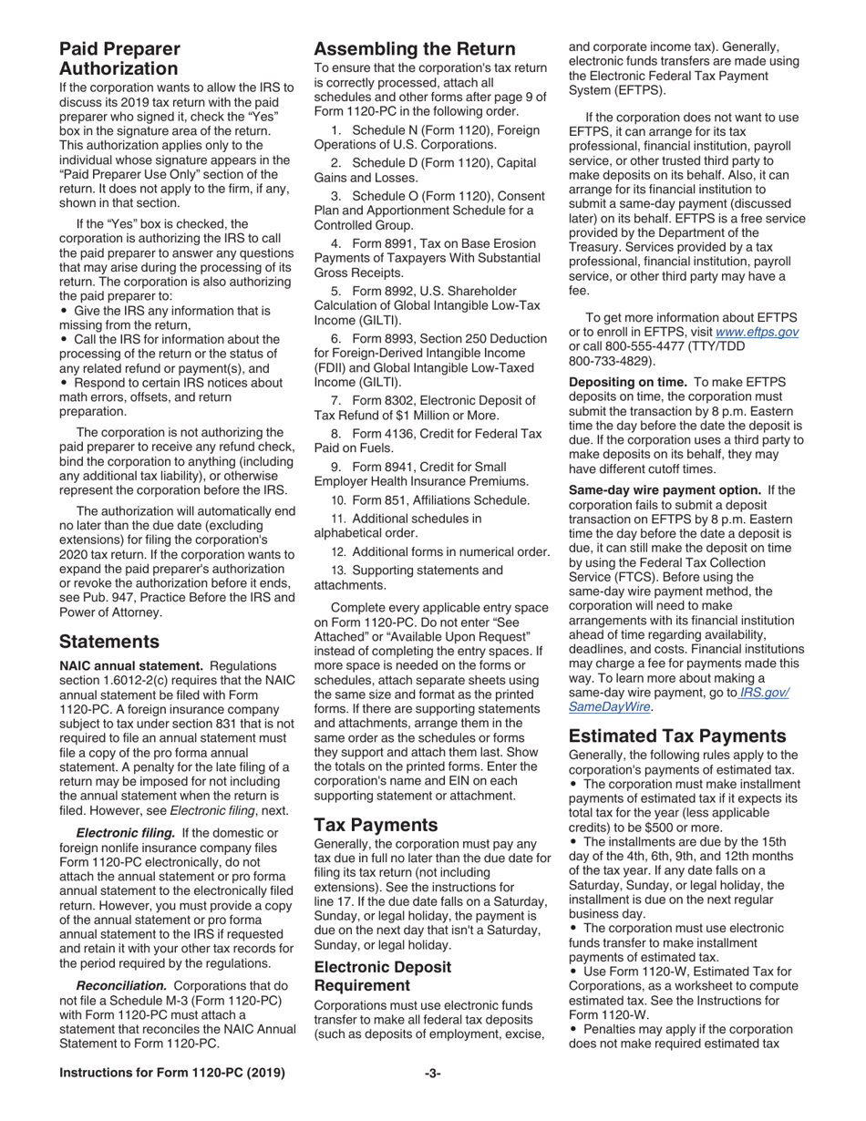Instructions for IRS Form 1120-PC U.S. Property and Casualty Insurance Company Income Tax Return, Page 3