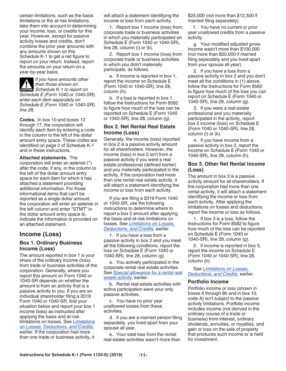 Instructions for IRS Form 1120-S Schedule K-1 Shareholders Share of Income, Deductions, Credits, Etc.(For Shareholders Use Only), Page 11
