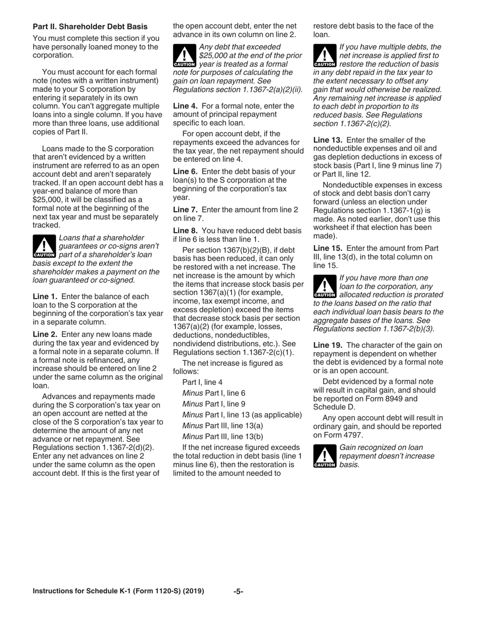 Instructions for IRS Form 1120-S Schedule K-1 Shareholders Share of Income, Deductions, Credits, Etc.(For Shareholders Use Only), Page 5