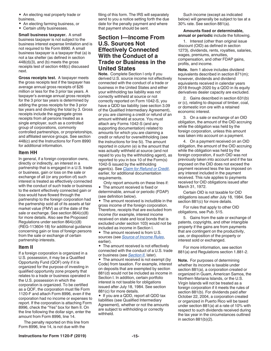Instructions for IRS Form 1120-F U.S. Income Tax Return of a Foreign Corporation, Page 15