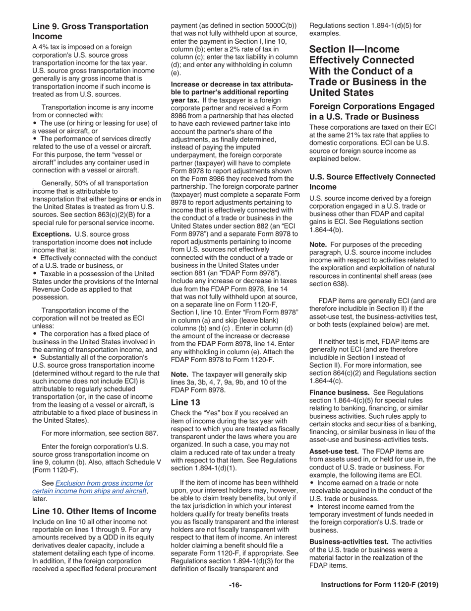 Instructions for IRS Form 1120-F U.S. Income Tax Return of a Foreign Corporation, Page 16