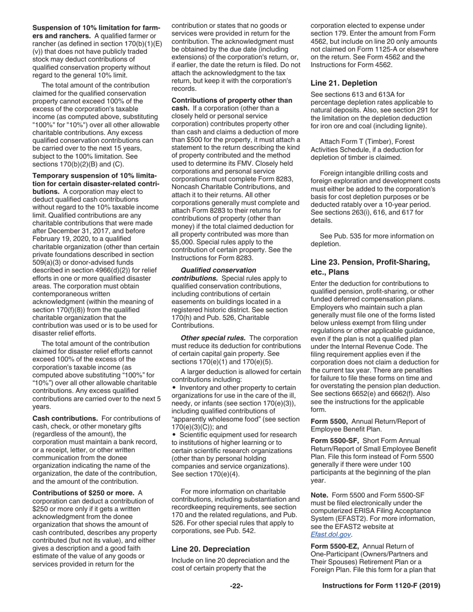 Instructions for IRS Form 1120-F U.S. Income Tax Return of a Foreign Corporation, Page 22