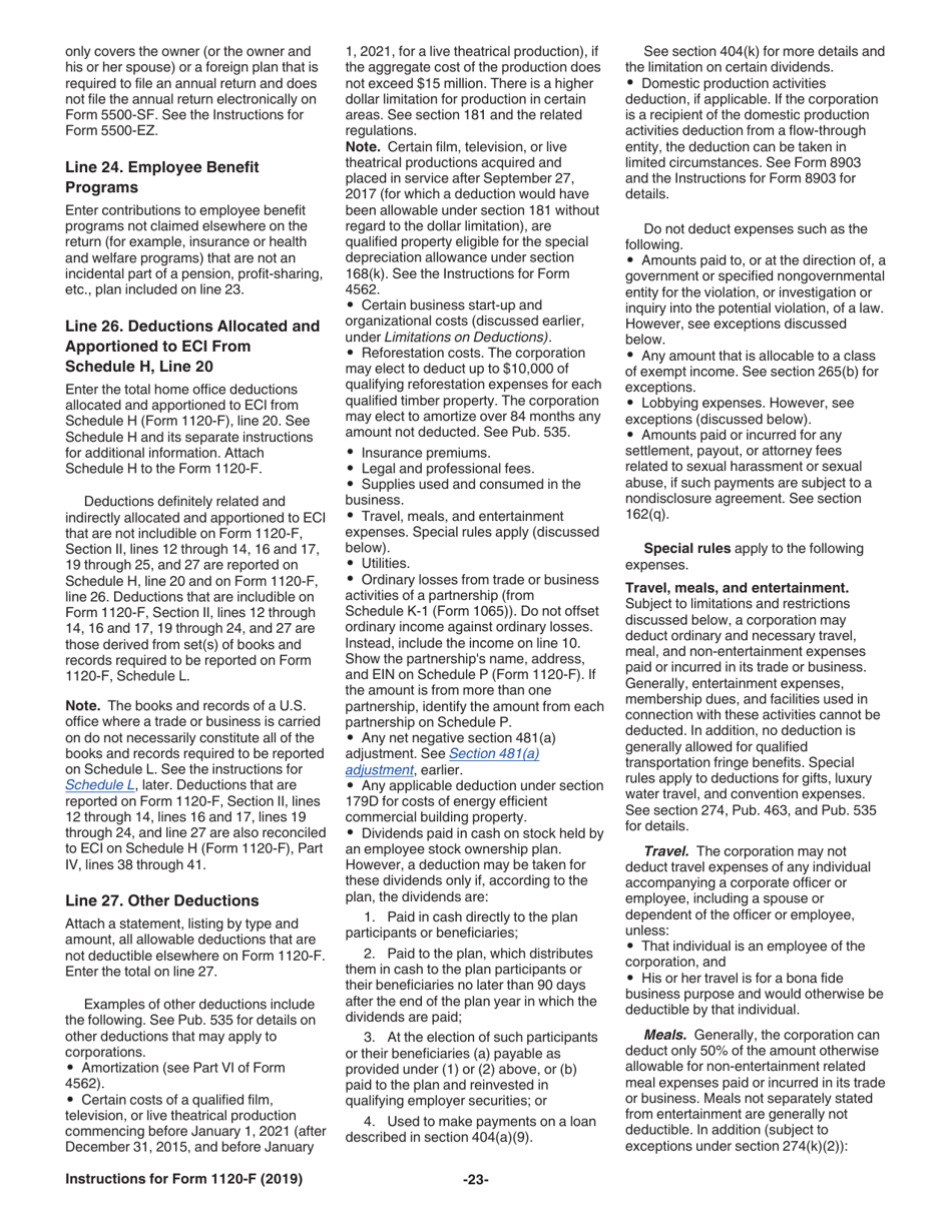 Instructions for IRS Form 1120-F U.S. Income Tax Return of a Foreign Corporation, Page 23