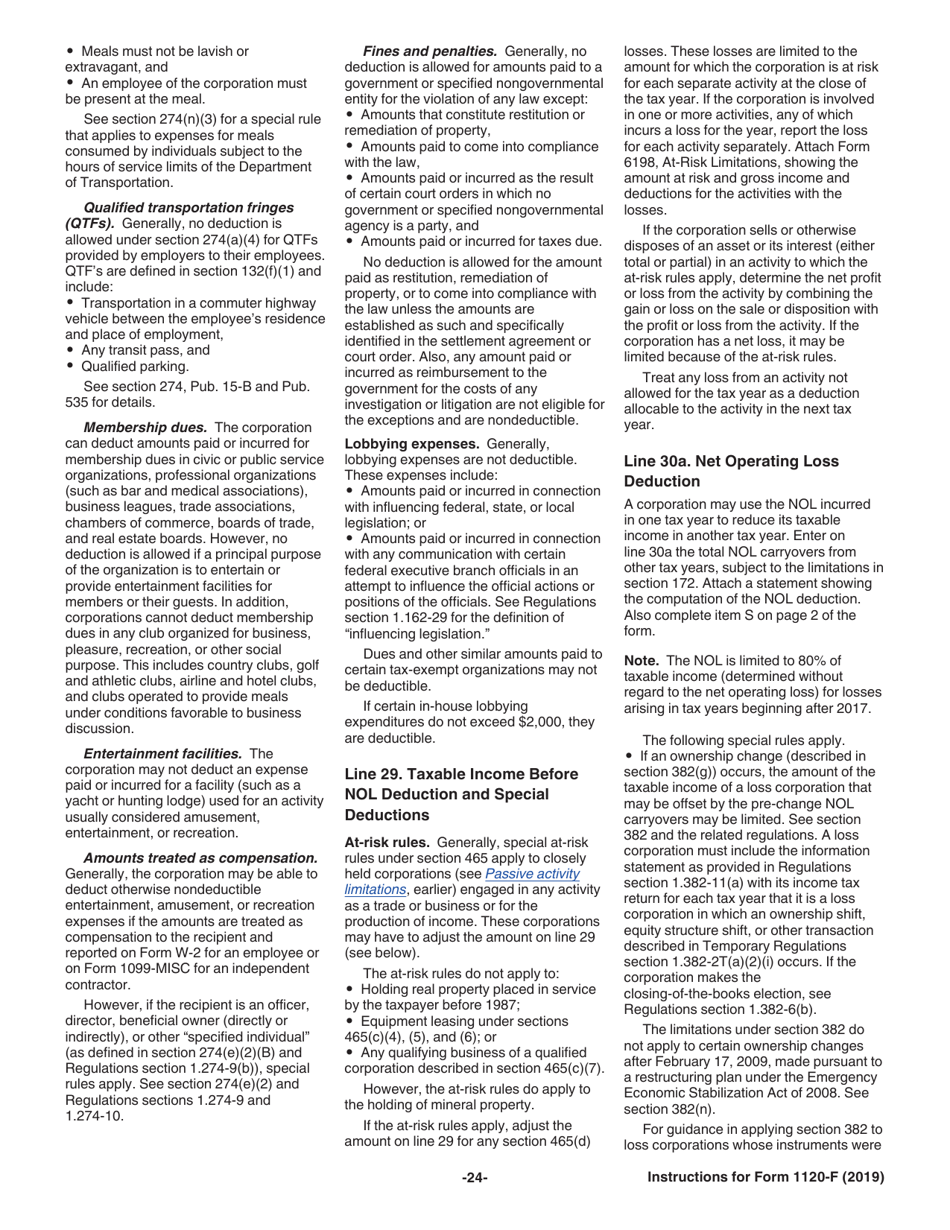 Instructions for IRS Form 1120-F U.S. Income Tax Return of a Foreign Corporation, Page 24