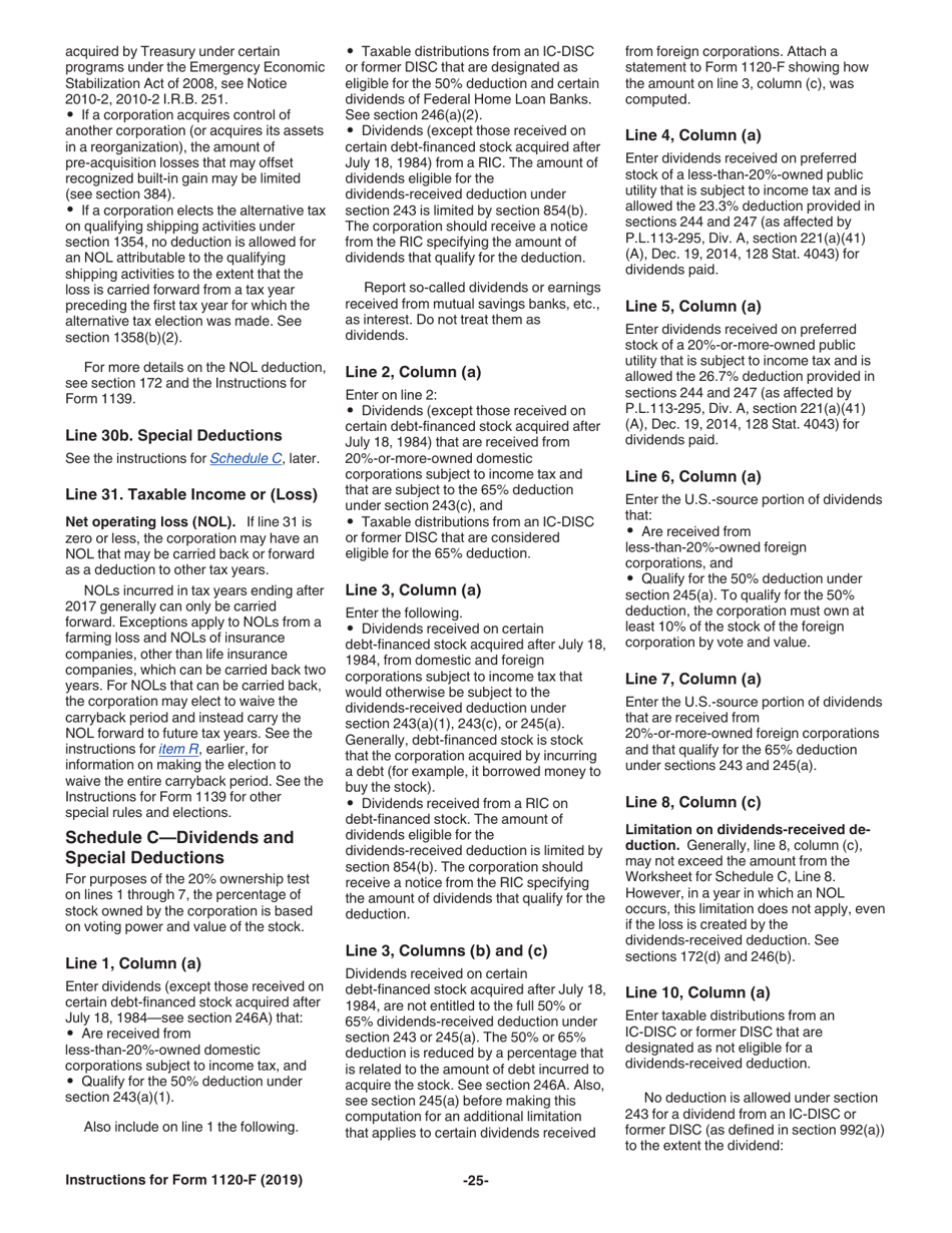 Instructions for IRS Form 1120-F U.S. Income Tax Return of a Foreign Corporation, Page 25