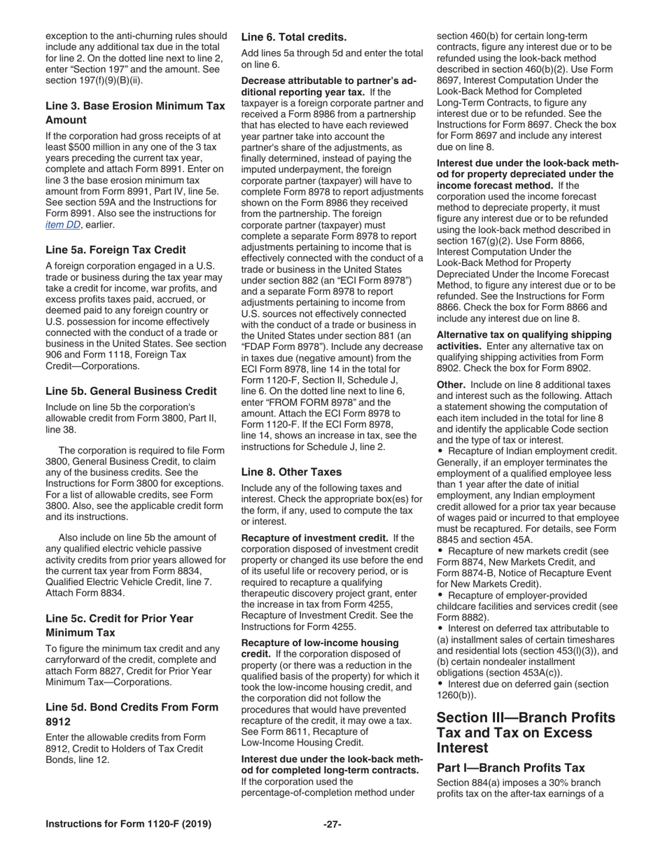 Instructions for IRS Form 1120-F U.S. Income Tax Return of a Foreign Corporation, Page 27