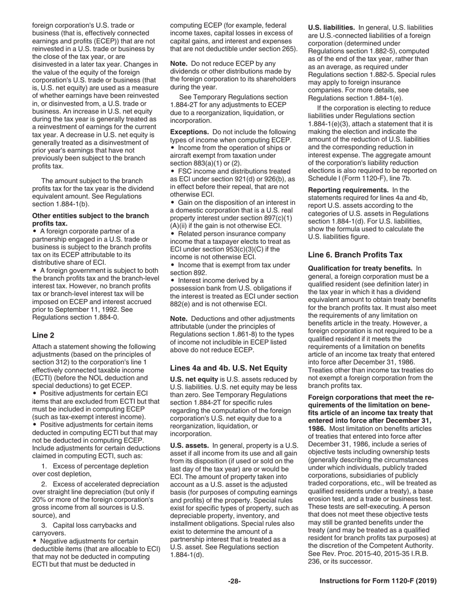 Instructions for IRS Form 1120-F U.S. Income Tax Return of a Foreign Corporation, Page 28