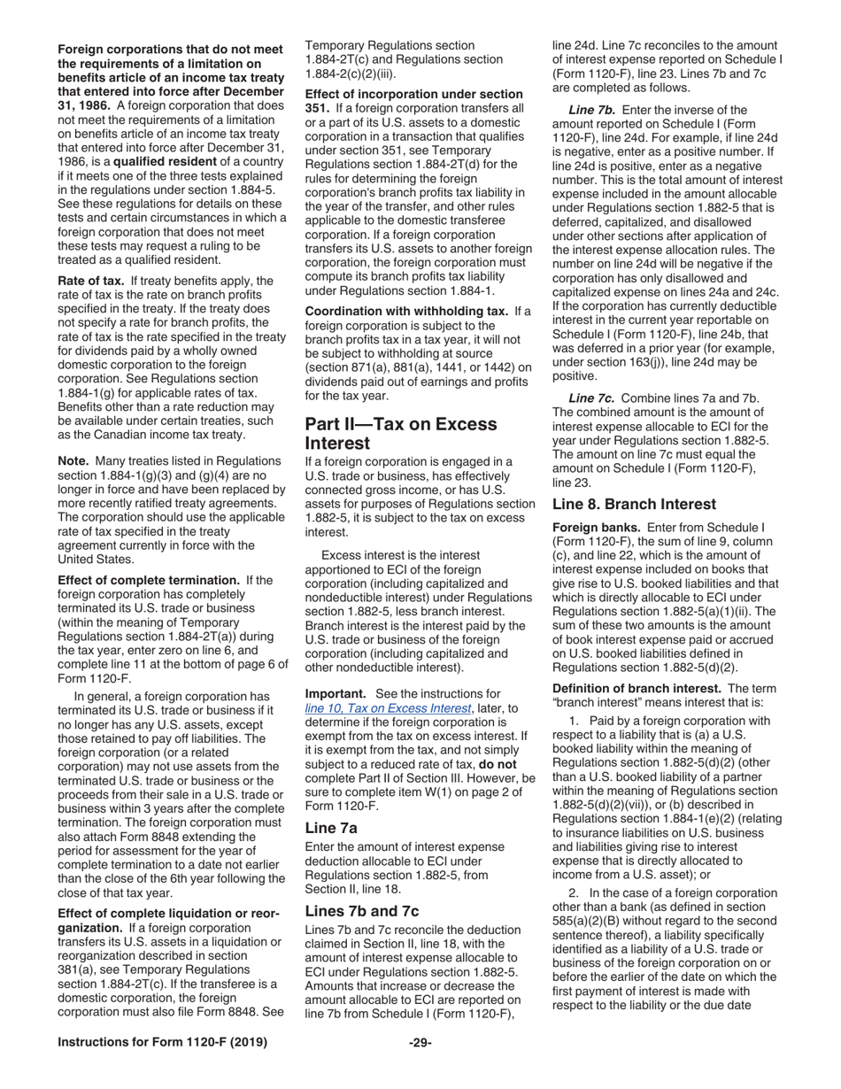 Instructions for IRS Form 1120-F U.S. Income Tax Return of a Foreign Corporation, Page 29