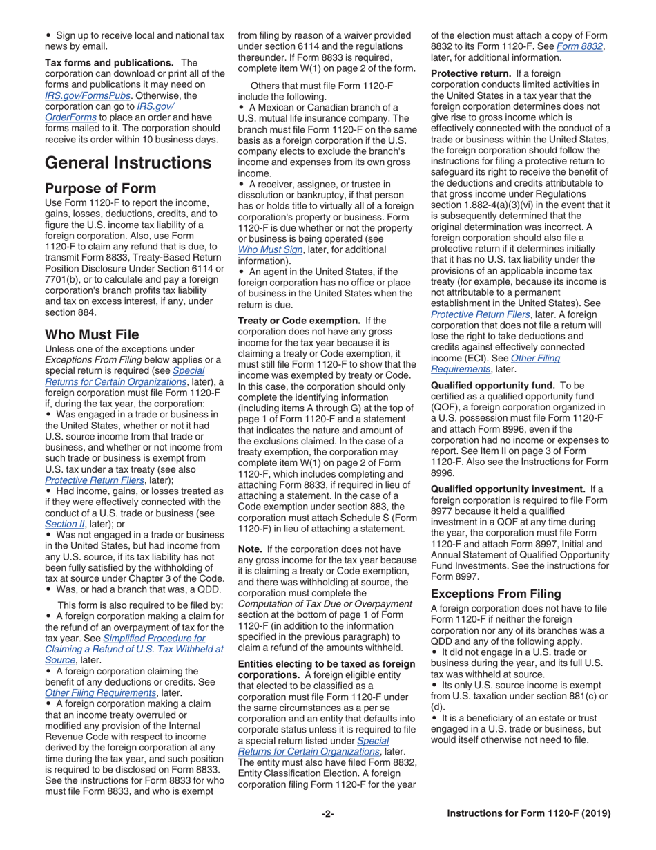 Instructions for IRS Form 1120-F U.S. Income Tax Return of a Foreign Corporation, Page 2