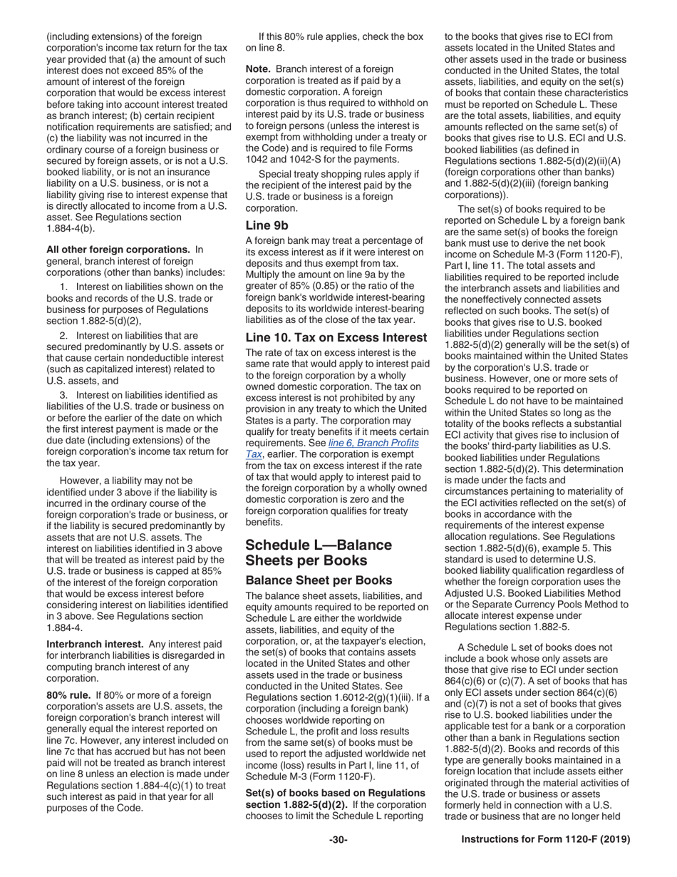Instructions for IRS Form 1120-F U.S. Income Tax Return of a Foreign Corporation, Page 30