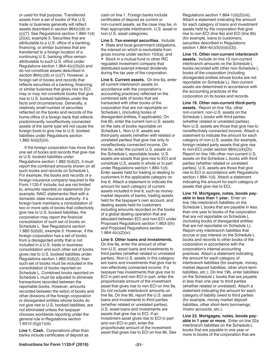 Instructions for IRS Form 1120-F U.S. Income Tax Return of a Foreign Corporation, Page 31