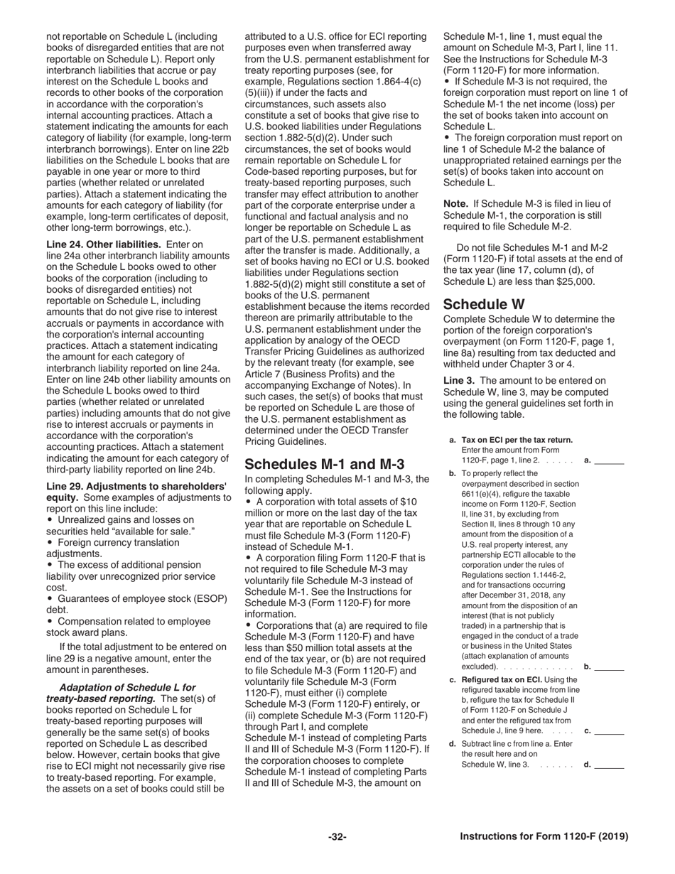 Instructions for IRS Form 1120-F U.S. Income Tax Return of a Foreign Corporation, Page 32
