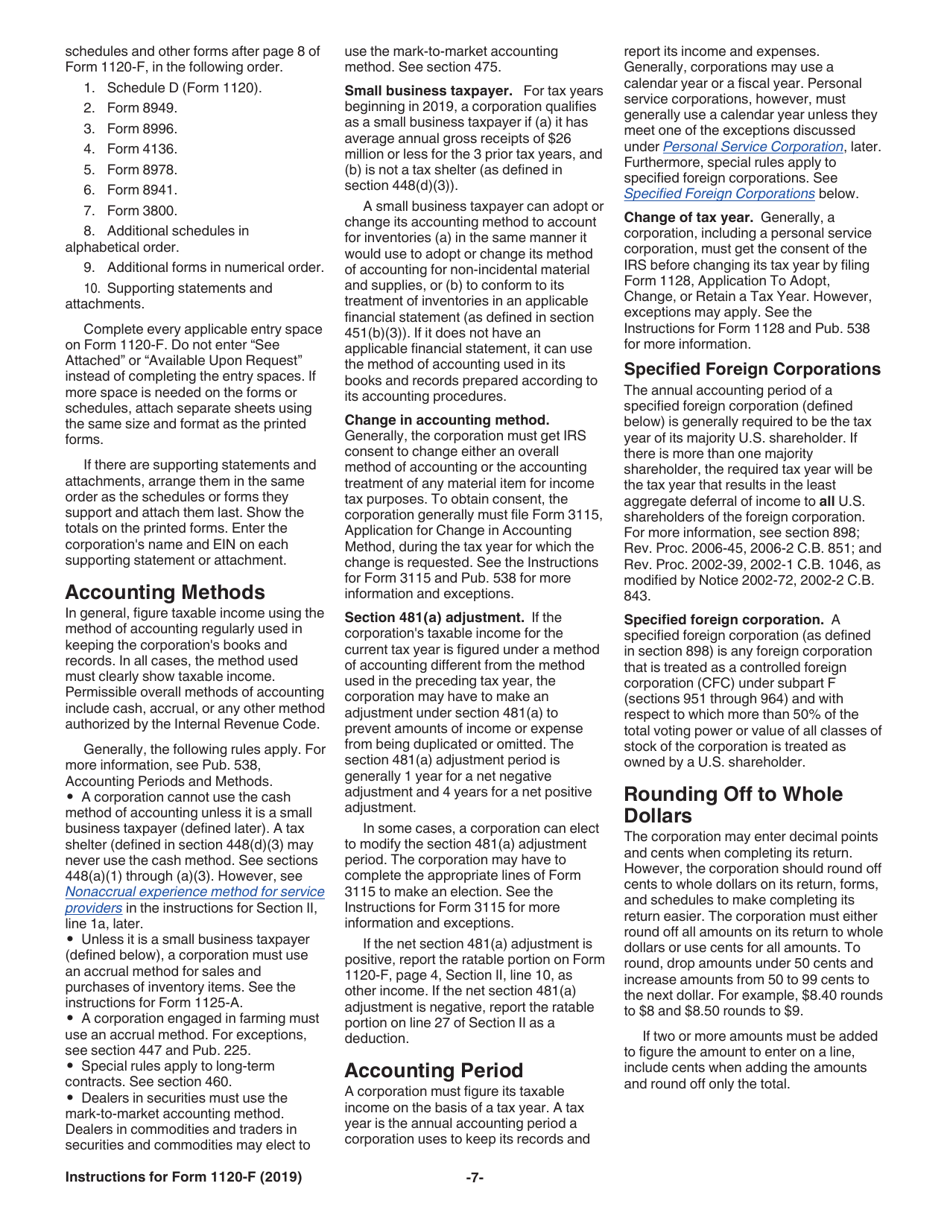 Instructions for IRS Form 1120-F U.S. Income Tax Return of a Foreign Corporation, Page 7