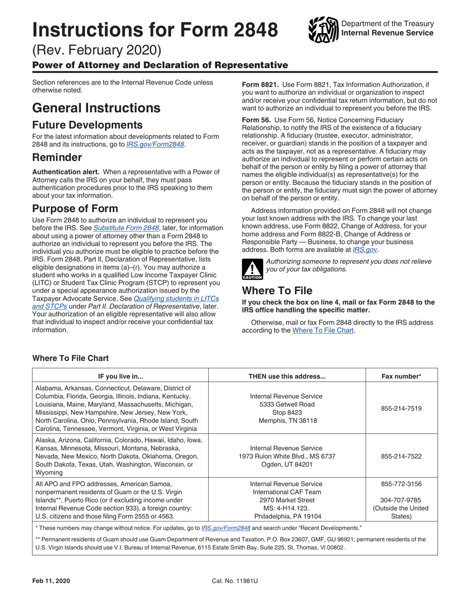 Irs Form 2848 Printable - Printable Forms Free Online