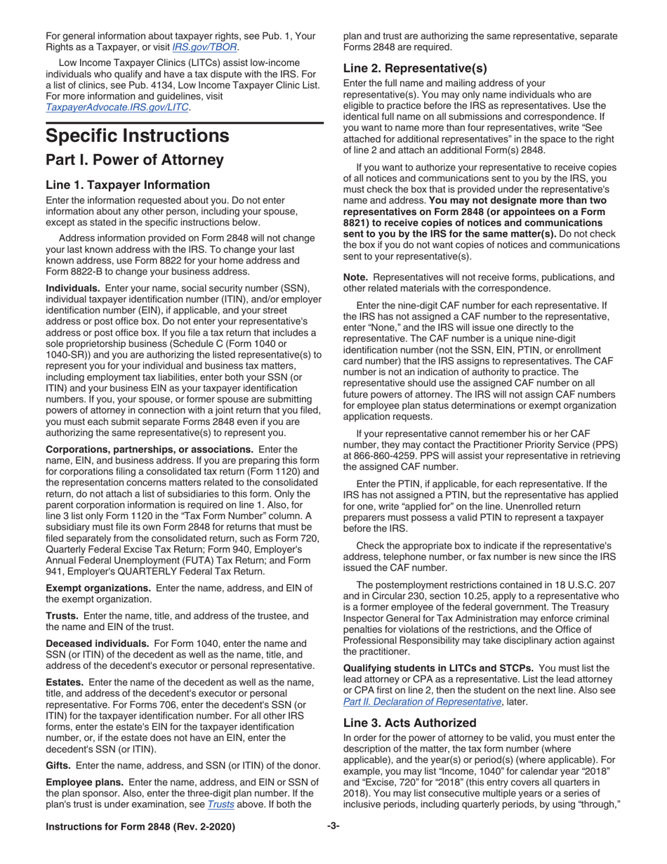Instructions for IRS Form 2848 Power of Attorney and Declaration of Representative, Page 3