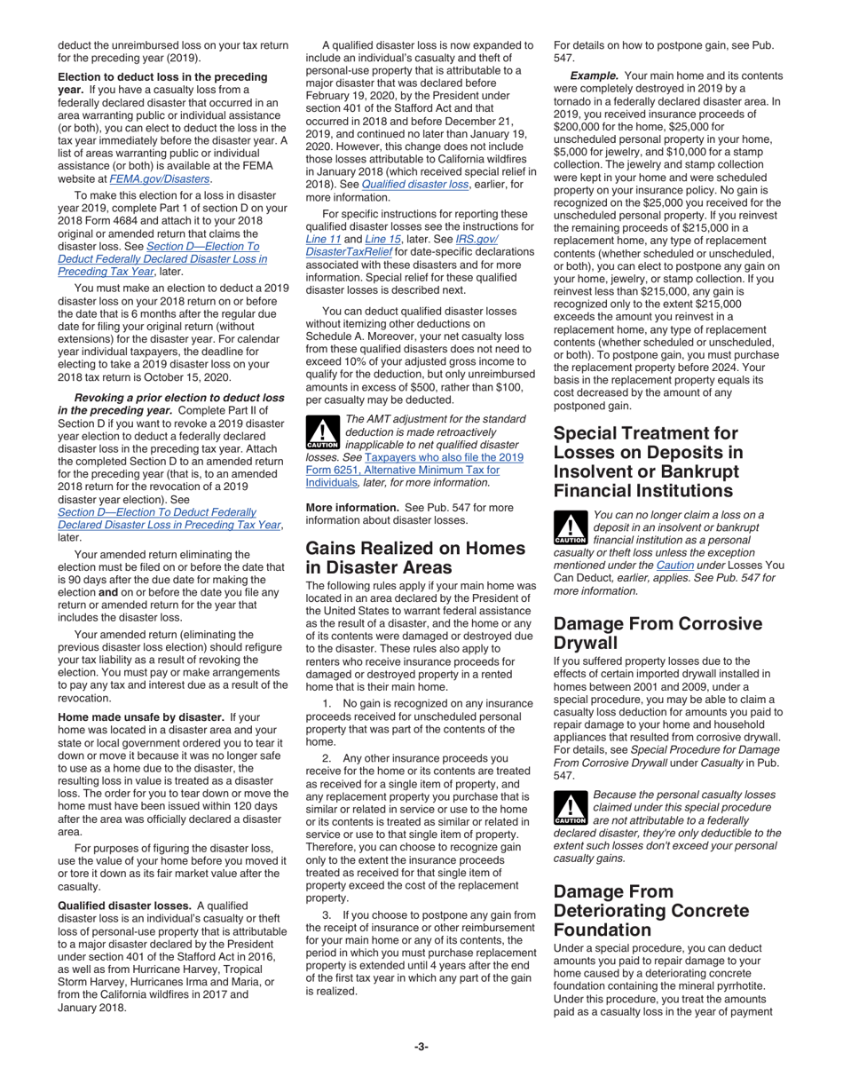 Instructions for IRS Form 4684 Casualties and Thefts, Page 3