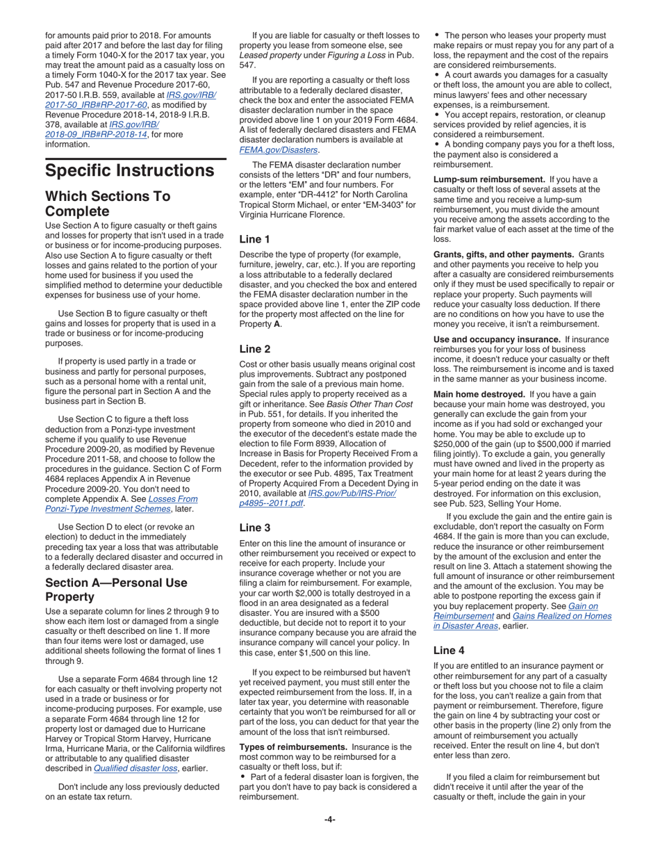 Instructions for IRS Form 4684 Casualties and Thefts, Page 4
