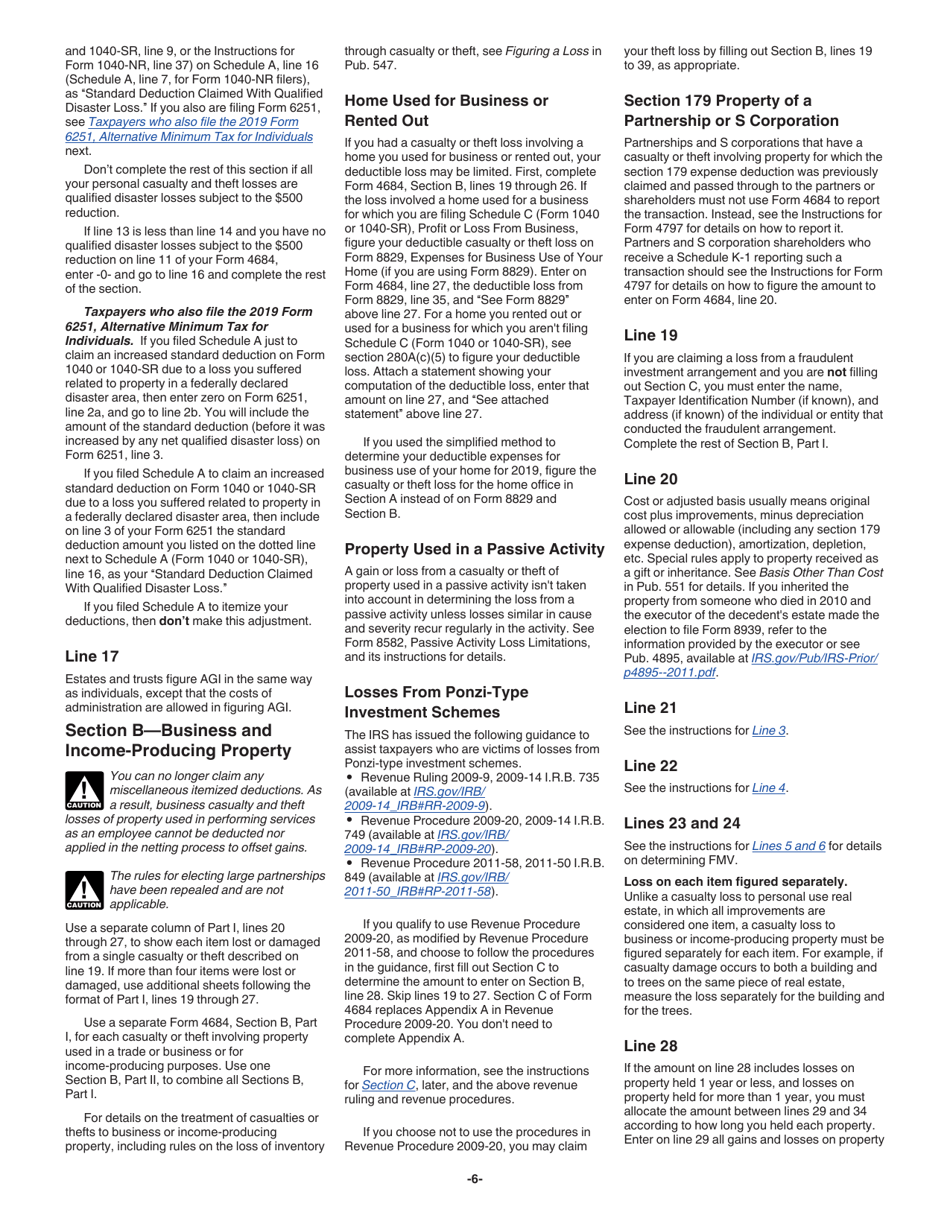 Instructions for IRS Form 4684 Casualties and Thefts, Page 6