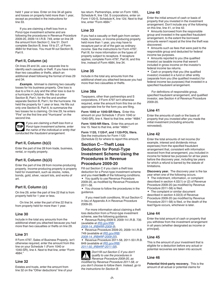 Instructions for IRS Form 4684 Casualties and Thefts, Page 7