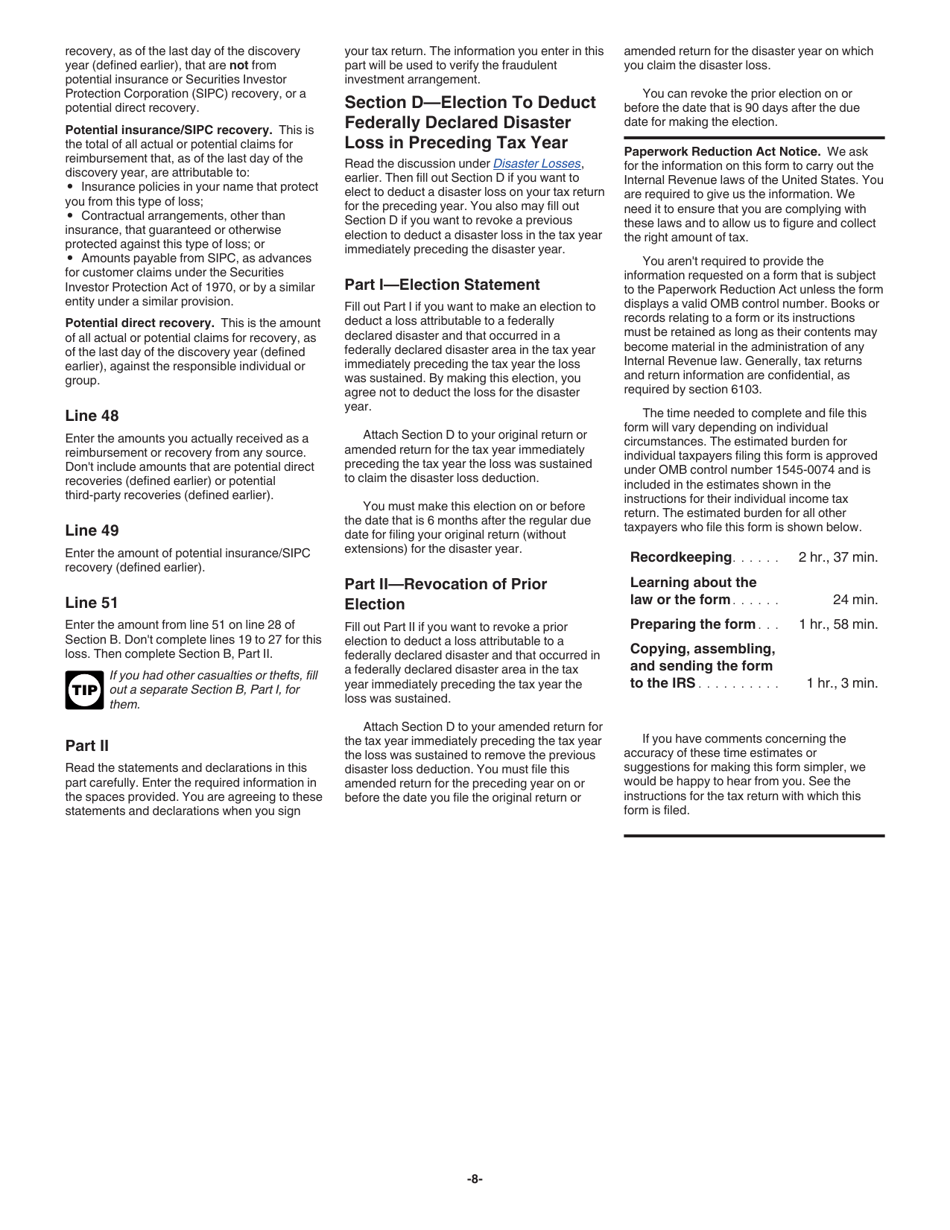 Instructions for IRS Form 4684 Casualties and Thefts, Page 8
